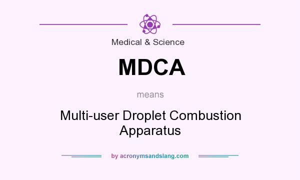 What does MDCA mean? It stands for Multi-user Droplet Combustion Apparatus
