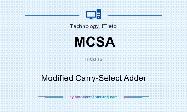 What does MCSA mean? It stands for Modified Carry-Select Adder