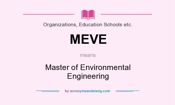 What does MEVE mean? It stands for Master of Environmental Engineering