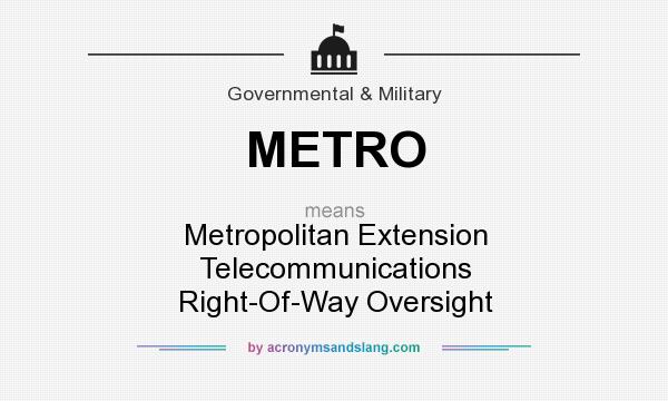 What does METRO mean? It stands for Metropolitan Extension Telecommunications Right-Of-Way Oversight