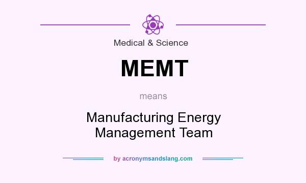What does MEMT mean? It stands for Manufacturing Energy Management Team