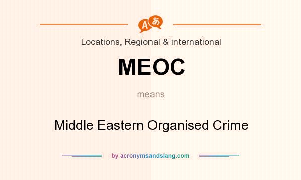 What does MEOC mean? It stands for Middle Eastern Organised Crime