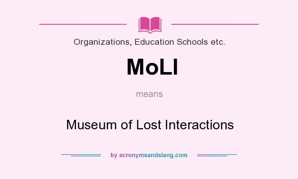 What does MoLI mean? It stands for Museum of Lost Interactions