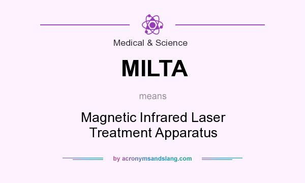 What does MILTA mean? It stands for Magnetic Infrared Laser Treatment Apparatus
