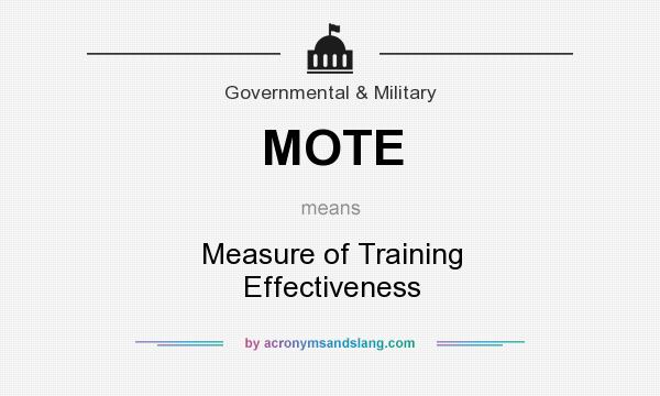 What does MOTE mean? It stands for Measure of Training Effectiveness