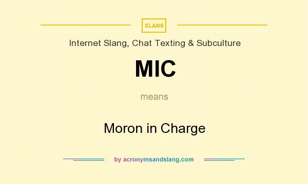 What does MIC mean? It stands for Moron in Charge