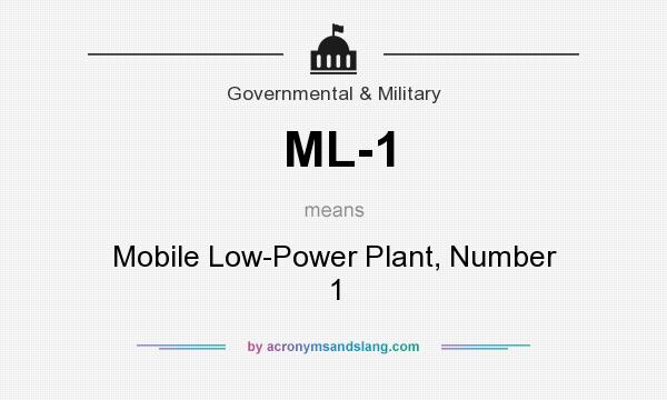 What does ML-1 mean? It stands for Mobile Low-Power Plant, Number 1