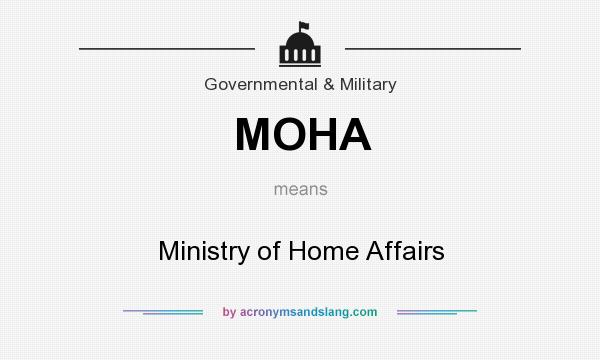 What does MOHA mean? It stands for Ministry of Home Affairs
