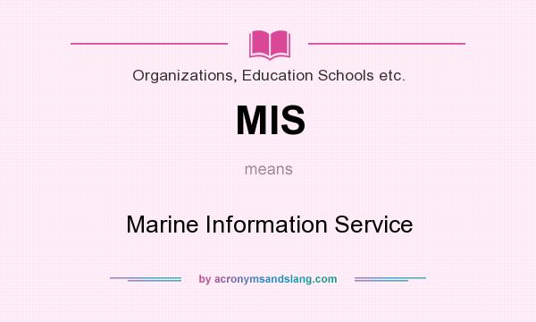 What does MIS mean? It stands for Marine Information Service