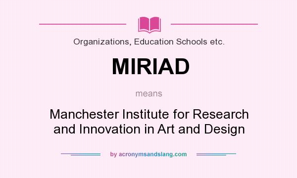 What does MIRIAD mean? It stands for Manchester Institute for Research and Innovation in Art and Design