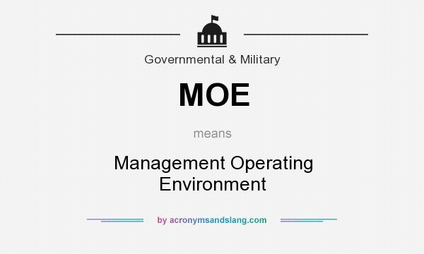 What does MOE mean? It stands for Management Operating Environment