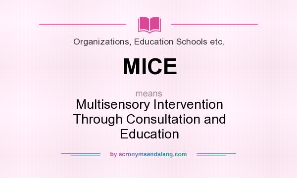What does MICE mean? It stands for Multisensory Intervention Through Consultation and Education