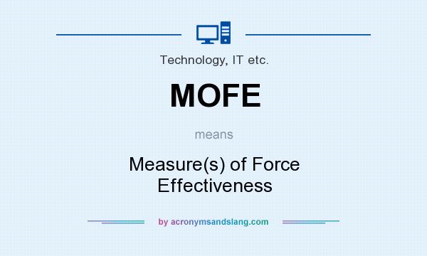What does MOFE mean? It stands for Measure(s) of Force Effectiveness