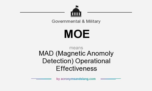 What does MOE mean? It stands for MAD (Magnetic Anomoly Detection) Operational Effectiveness