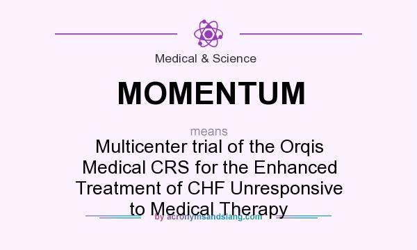 What does MOMENTUM mean? It stands for Multicenter trial of the Orqis Medical CRS for the Enhanced Treatment of CHF Unresponsive to Medical Therapy