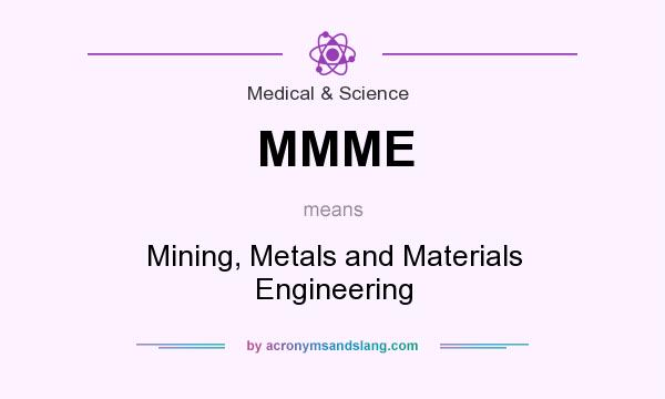 What does MMME mean? It stands for Mining, Metals and Materials Engineering