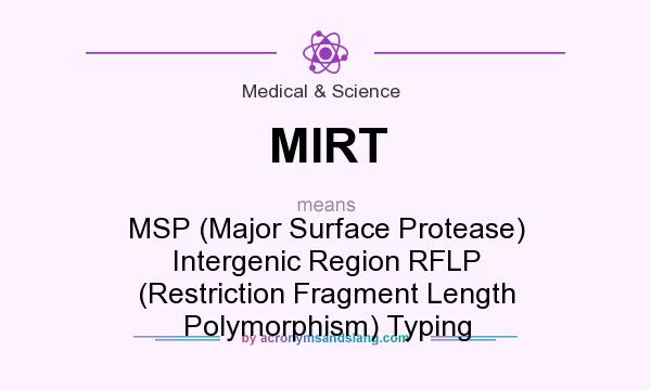 What does MIRT mean? It stands for MSP (Major Surface Protease) Intergenic Region RFLP (Restriction Fragment Length Polymorphism) Typing