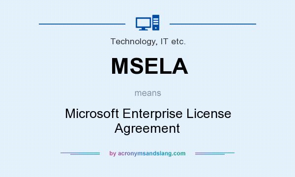 What does MSELA mean? It stands for Microsoft Enterprise License Agreement
