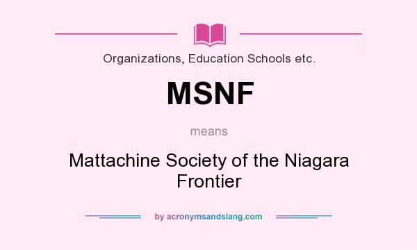 What does MSNF mean? It stands for Mattachine Society of the Niagara Frontier