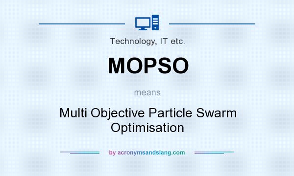 What does MOPSO mean? It stands for Multi Objective Particle Swarm Optimisation