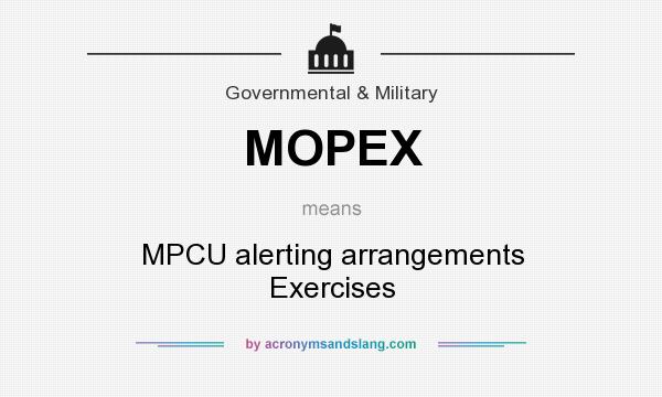 What does MOPEX mean? It stands for MPCU alerting arrangements Exercises