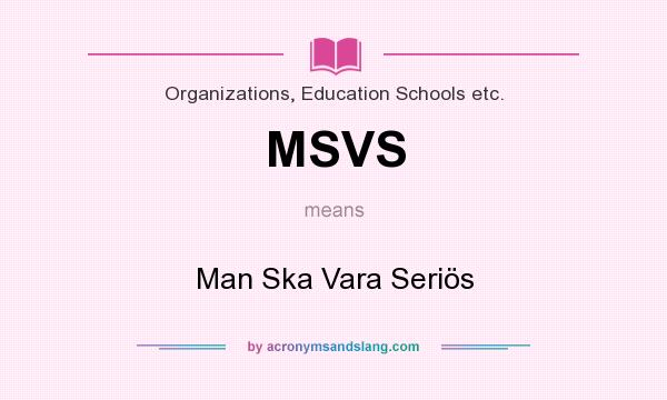 What does MSVS mean? It stands for Man Ska Vara Seriös