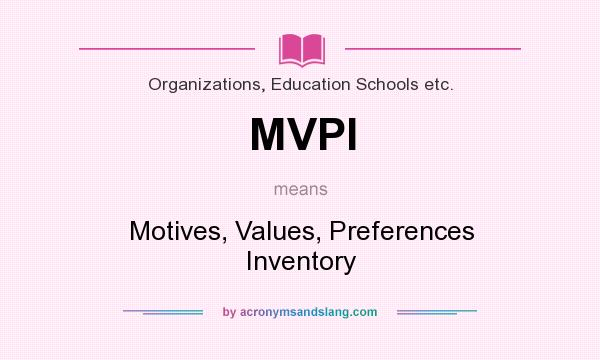 What does MVPI mean? It stands for Motives, Values, Preferences Inventory