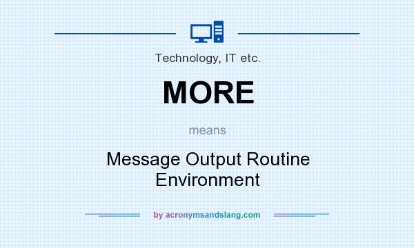 What does MORE mean? It stands for Message Output Routine Environment