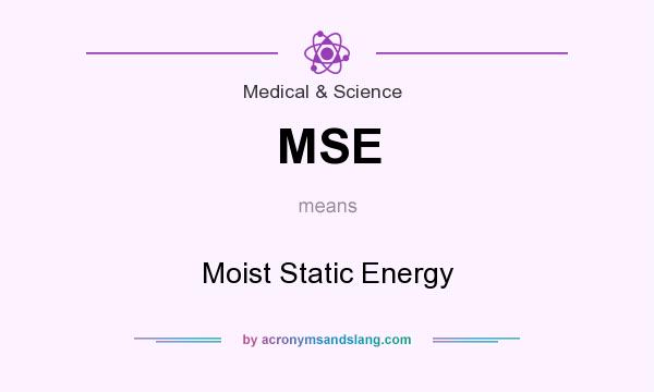 What does MSE mean? It stands for Moist Static Energy