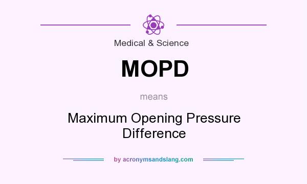 What does MOPD mean? It stands for Maximum Opening Pressure Difference