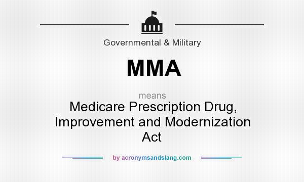 What does MMA mean? It stands for Medicare Prescription Drug, Improvement and Modernization Act