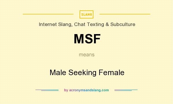 What does MSF mean? It stands for Male Seeking Female