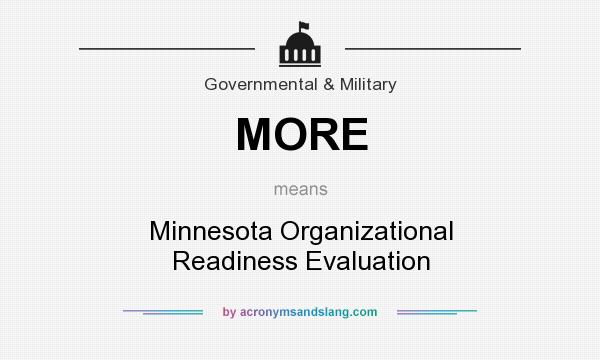 What does MORE mean? It stands for Minnesota Organizational Readiness Evaluation
