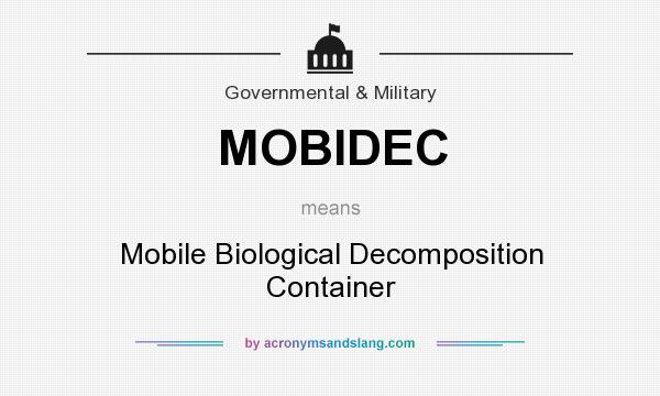 What does MOBIDEC mean? It stands for Mobile Biological Decomposition Container
