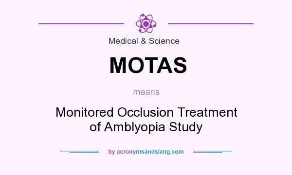 What does MOTAS mean? It stands for Monitored Occlusion Treatment of Amblyopia Study