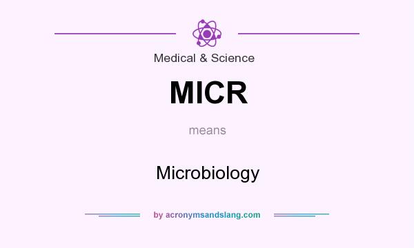 What does MICR mean? It stands for Microbiology