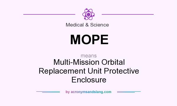 What does MOPE mean? It stands for Multi-Mission Orbital Replacement Unit Protective Enclosure