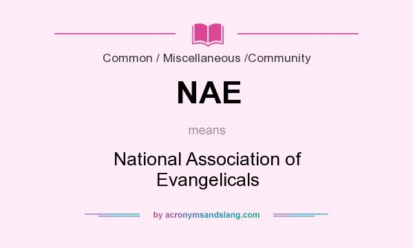 What does NAE mean? It stands for National Association of Evangelicals