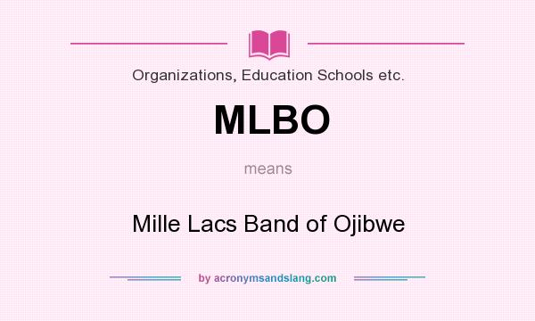What does MLBO mean? It stands for Mille Lacs Band of Ojibwe