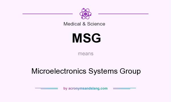 What does MSG mean? It stands for Microelectronics Systems Group