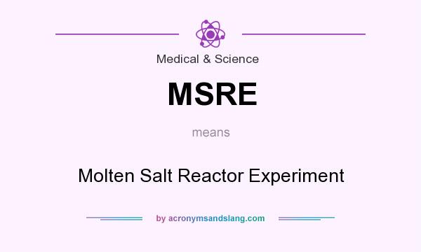 What does MSRE mean? It stands for Molten Salt Reactor Experiment