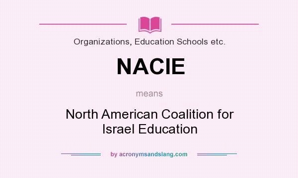 What does NACIE mean? It stands for North American Coalition for Israel Education