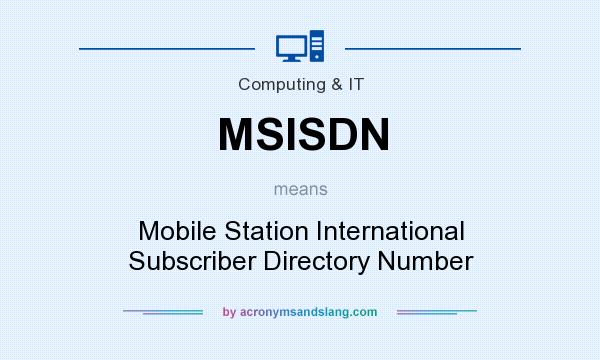 What does MSISDN mean? It stands for Mobile Station International Subscriber Directory Number