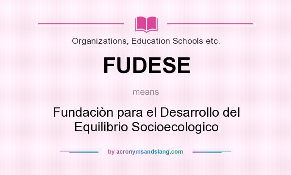 What does FUDESE mean? It stands for Fundaciòn para el Desarrollo del Equilibrio Socioecologico