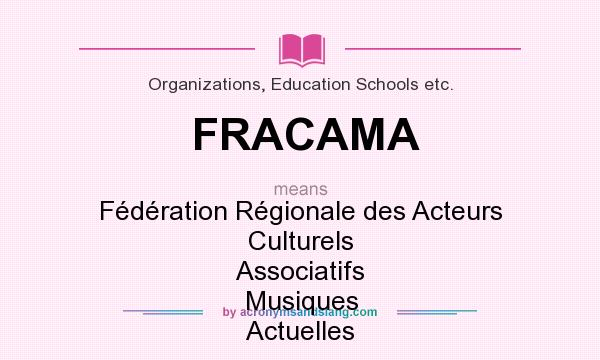What does FRACAMA mean? It stands for Fédération Régionale des Acteurs Culturels Associatifs Musiques Actuelles