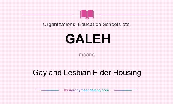What does GALEH mean? It stands for Gay and Lesbian Elder Housing