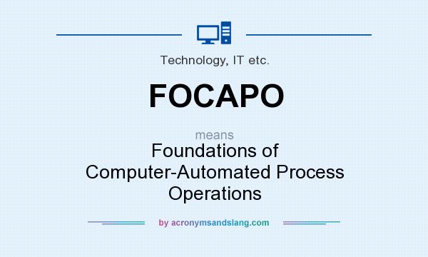 What does FOCAPO mean? It stands for Foundations of Computer-Automated Process Operations