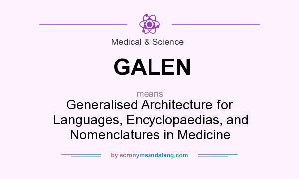 What does GALEN mean? It stands for Generalised Architecture for Languages, Encyclopaedias, and Nomenclatures in Medicine