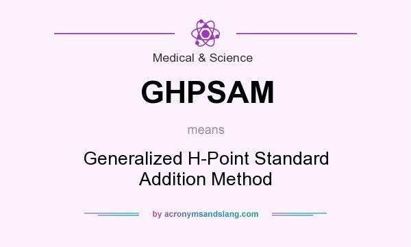What does GHPSAM mean? It stands for Generalized H-Point Standard Addition Method