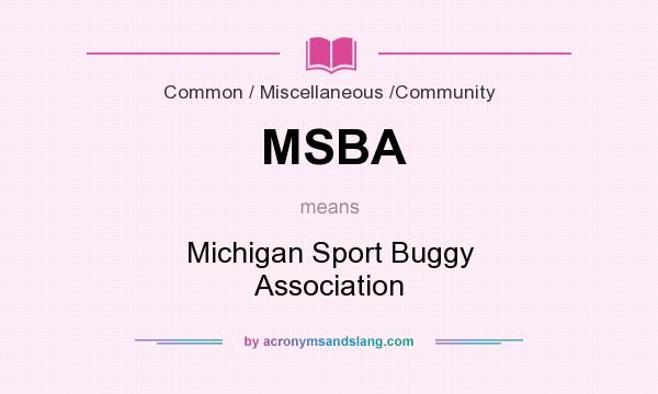 What does MSBA mean? It stands for Michigan Sport Buggy Association
